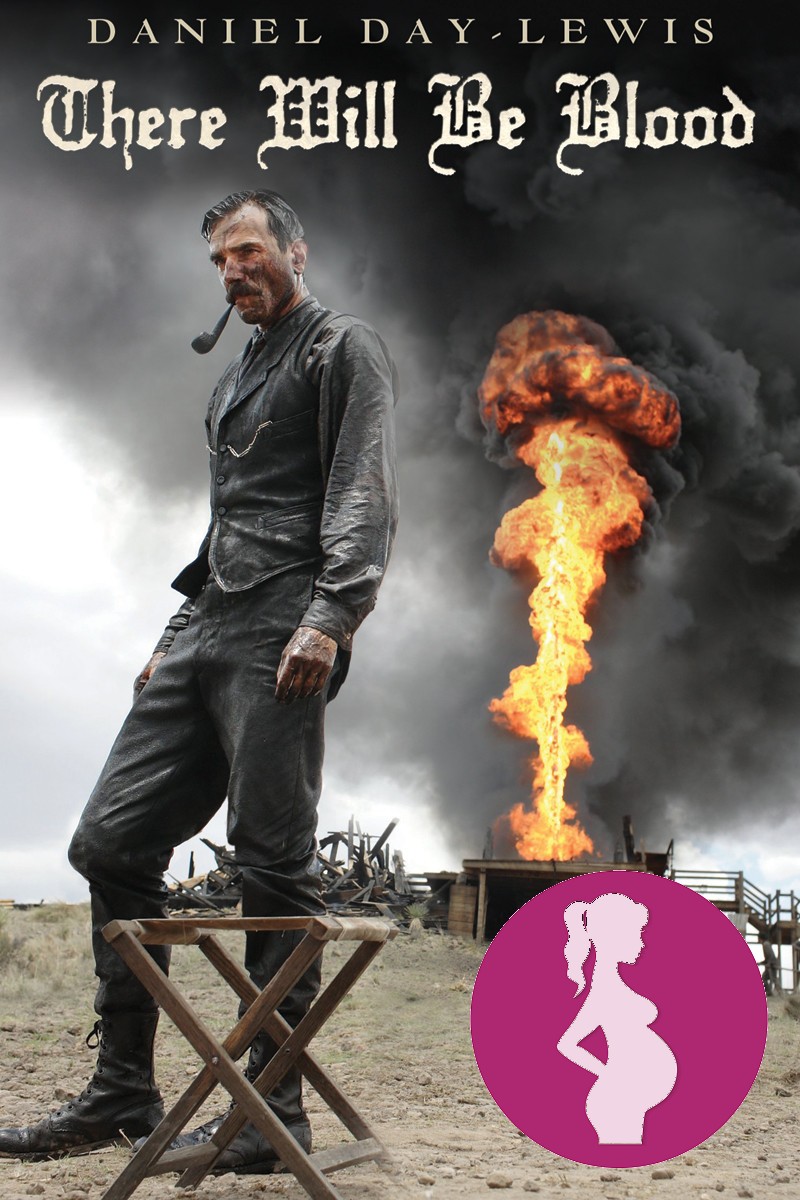 A pregnancy test that shows the movie poster for there will be blood if its negative